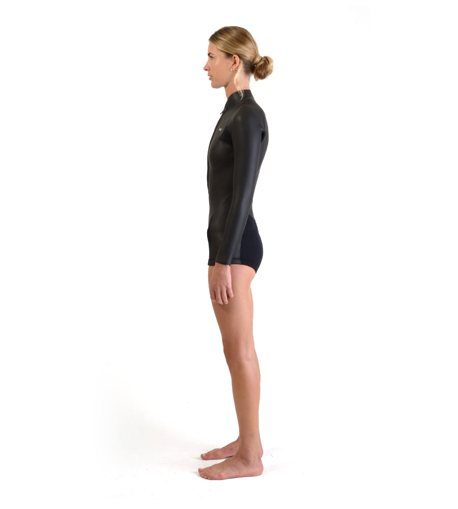 L/S Spring Suit Front Zip Black (Womens)